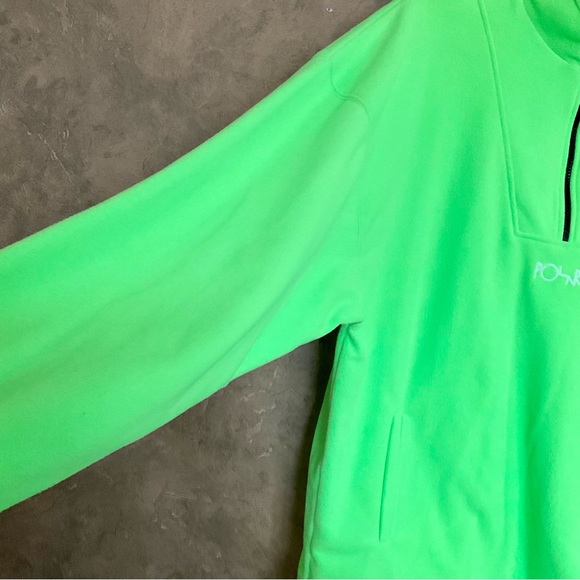 Polar Skate Co. Neon Green Quarter Zip Oversized Fleece Sweater - Picture 7 of 7